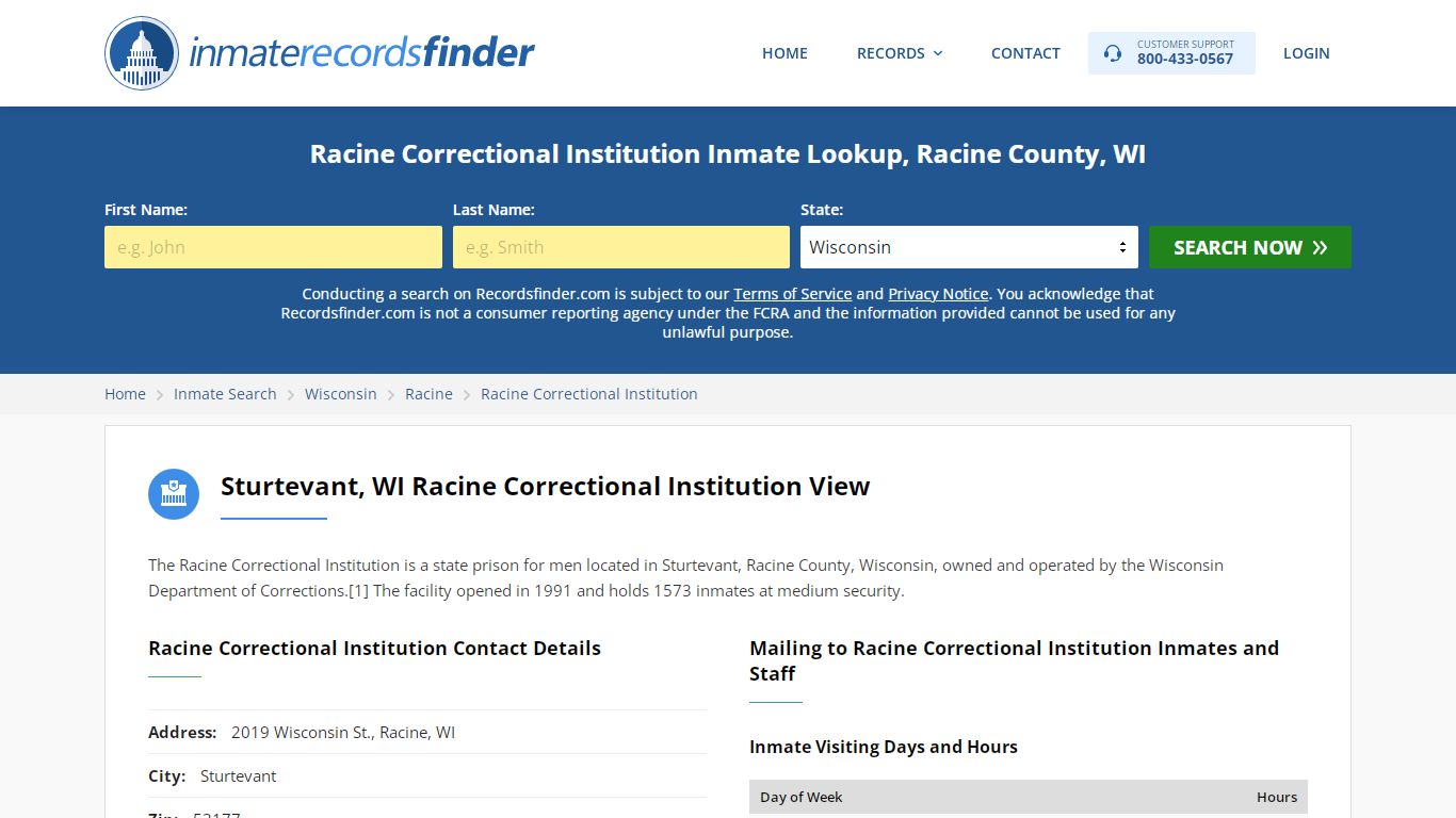 Racine Correctional Institution Roster & Inmate Search ...